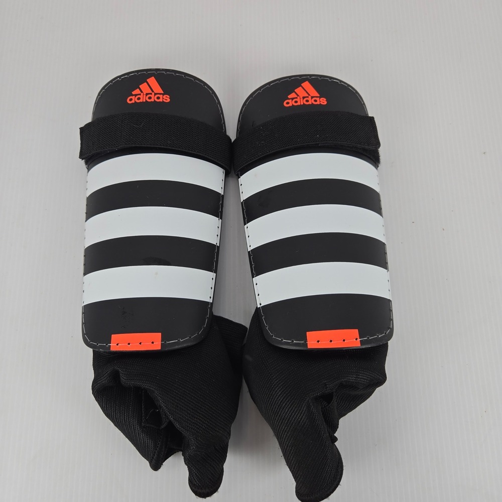 Adidas Soccer‎ Shin Guards Black White Stripes Size XL Youth Protective Gear
